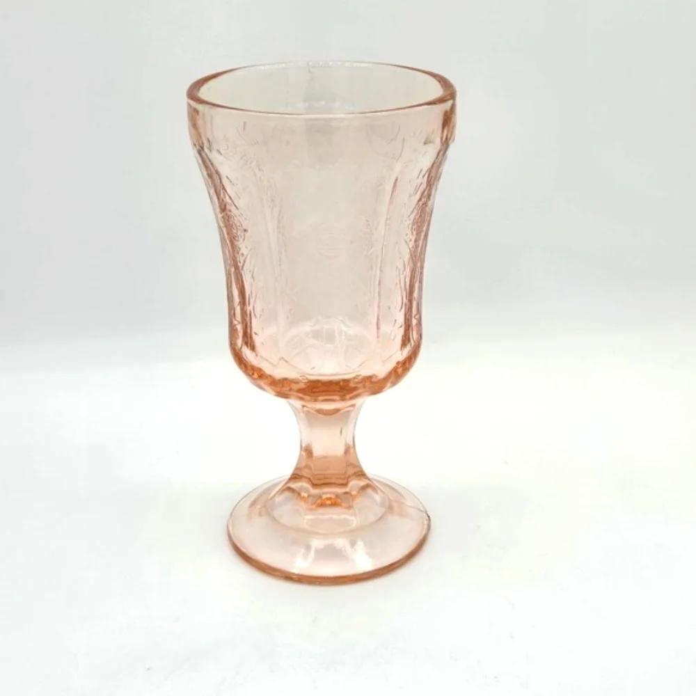 Depression Pink Indiana‎ Glass Goblet Large Tumbler on Stem Water Glass Vintage